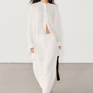 Massimo Dutti White Midi A-Line Skirt